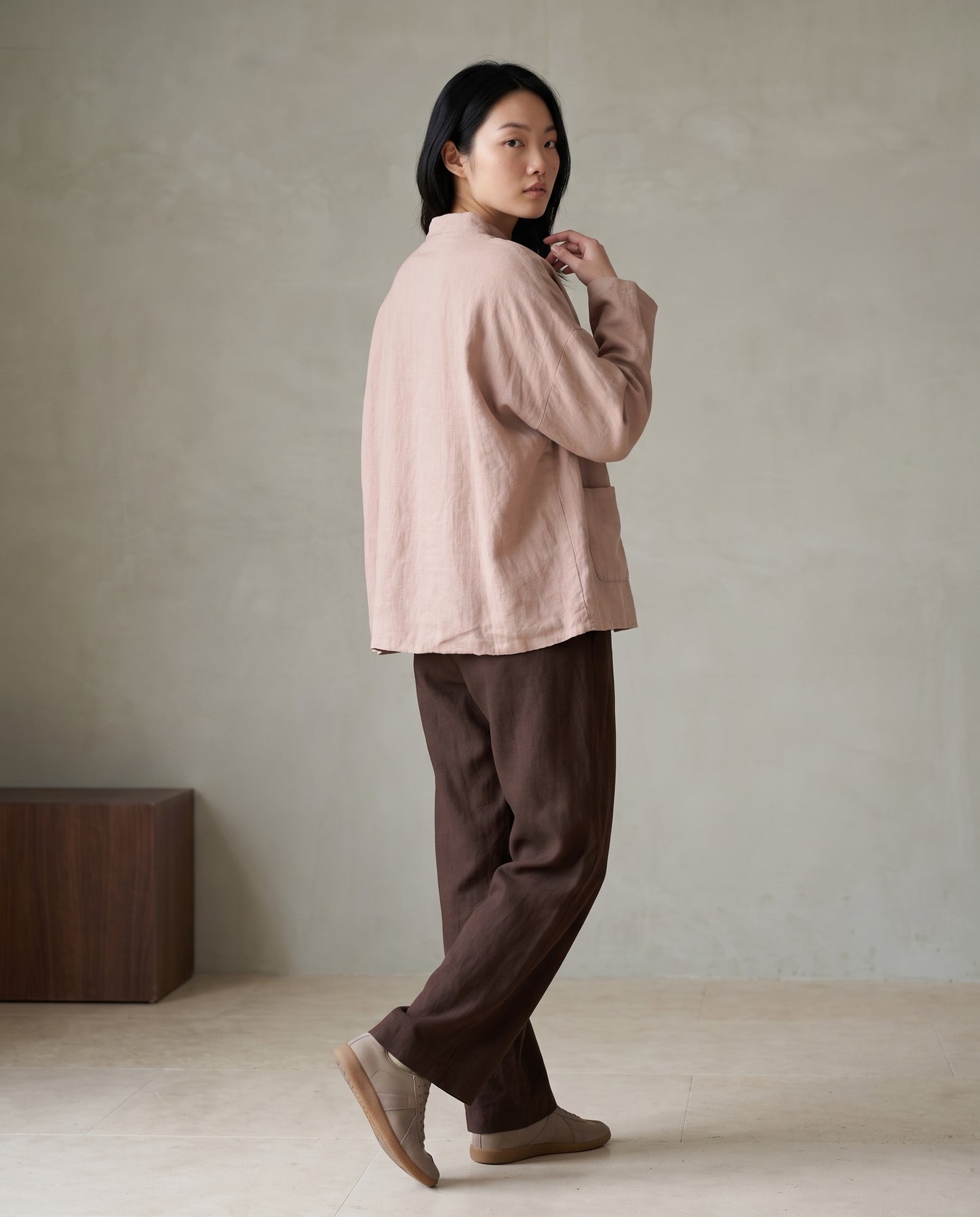 Frog-Closure Textured Jacket