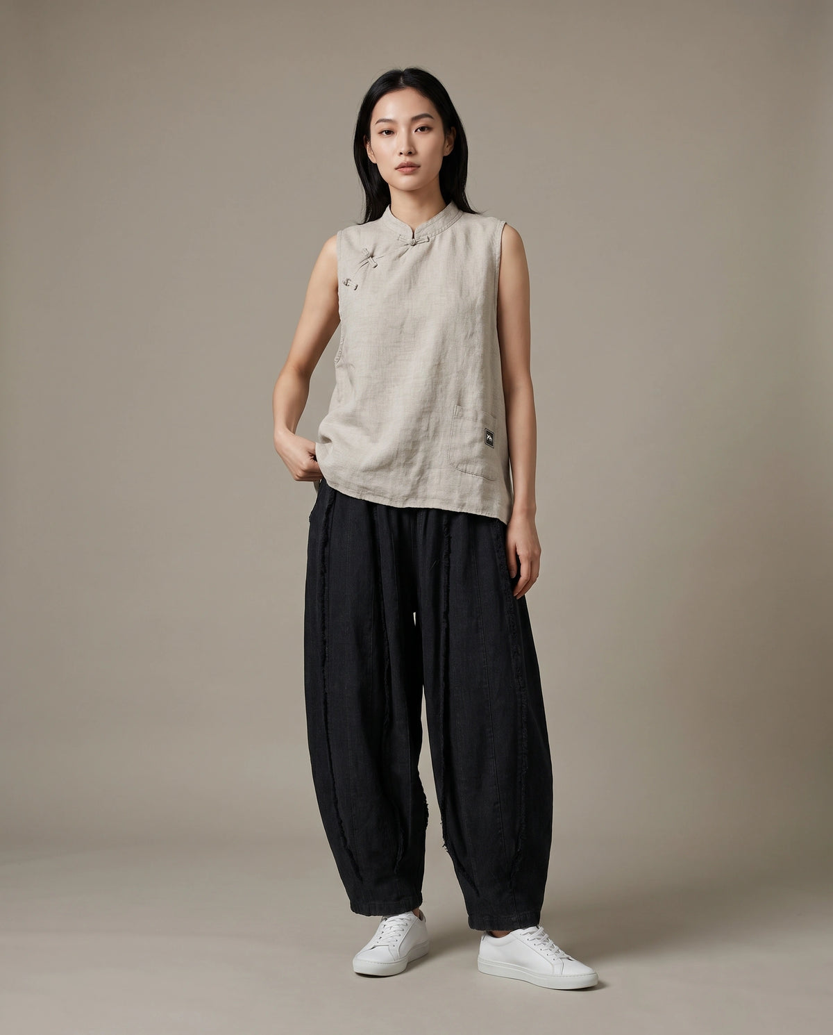 Rain-Dew Linen Knot Vest