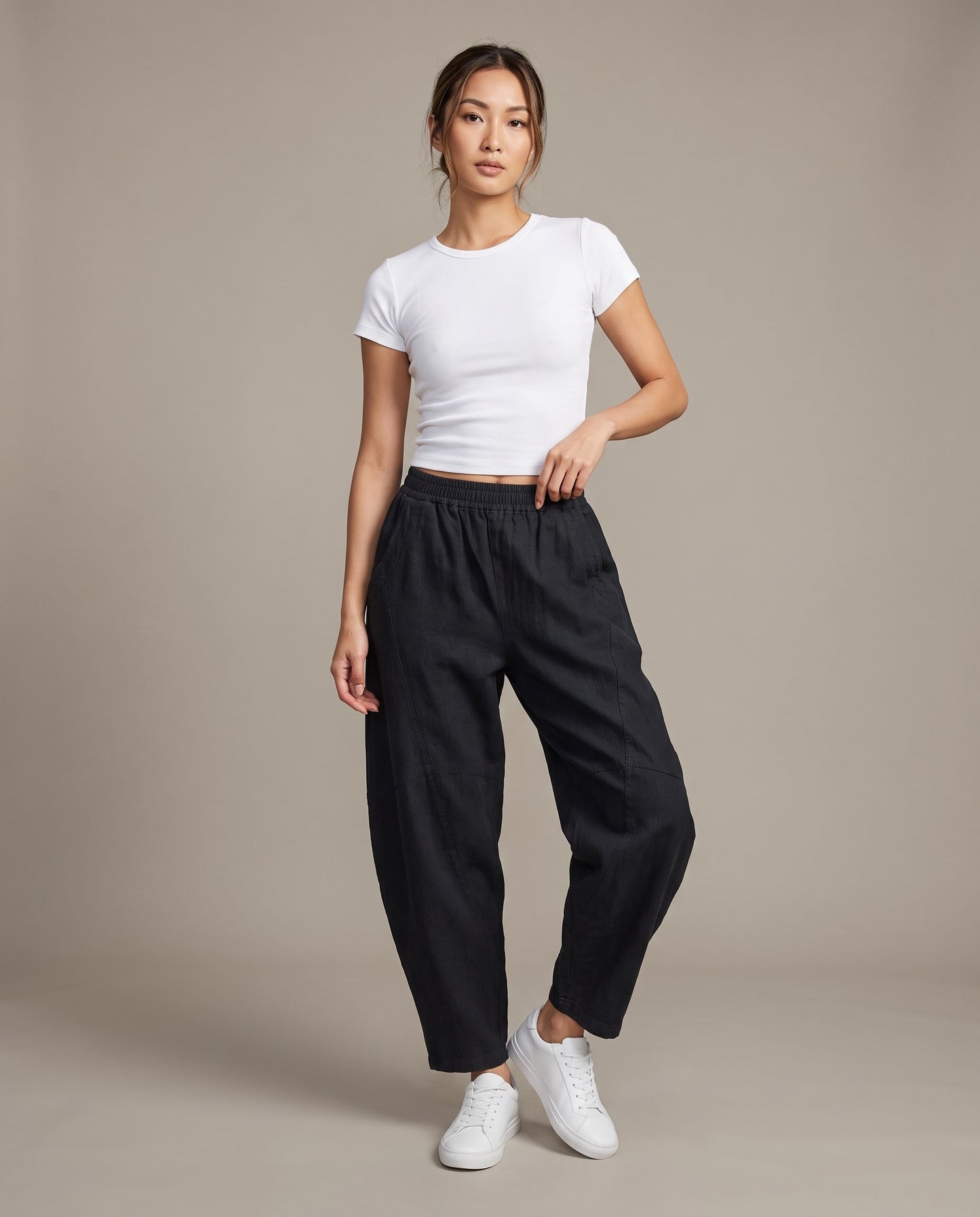 Black Sculpted Tapered Pants