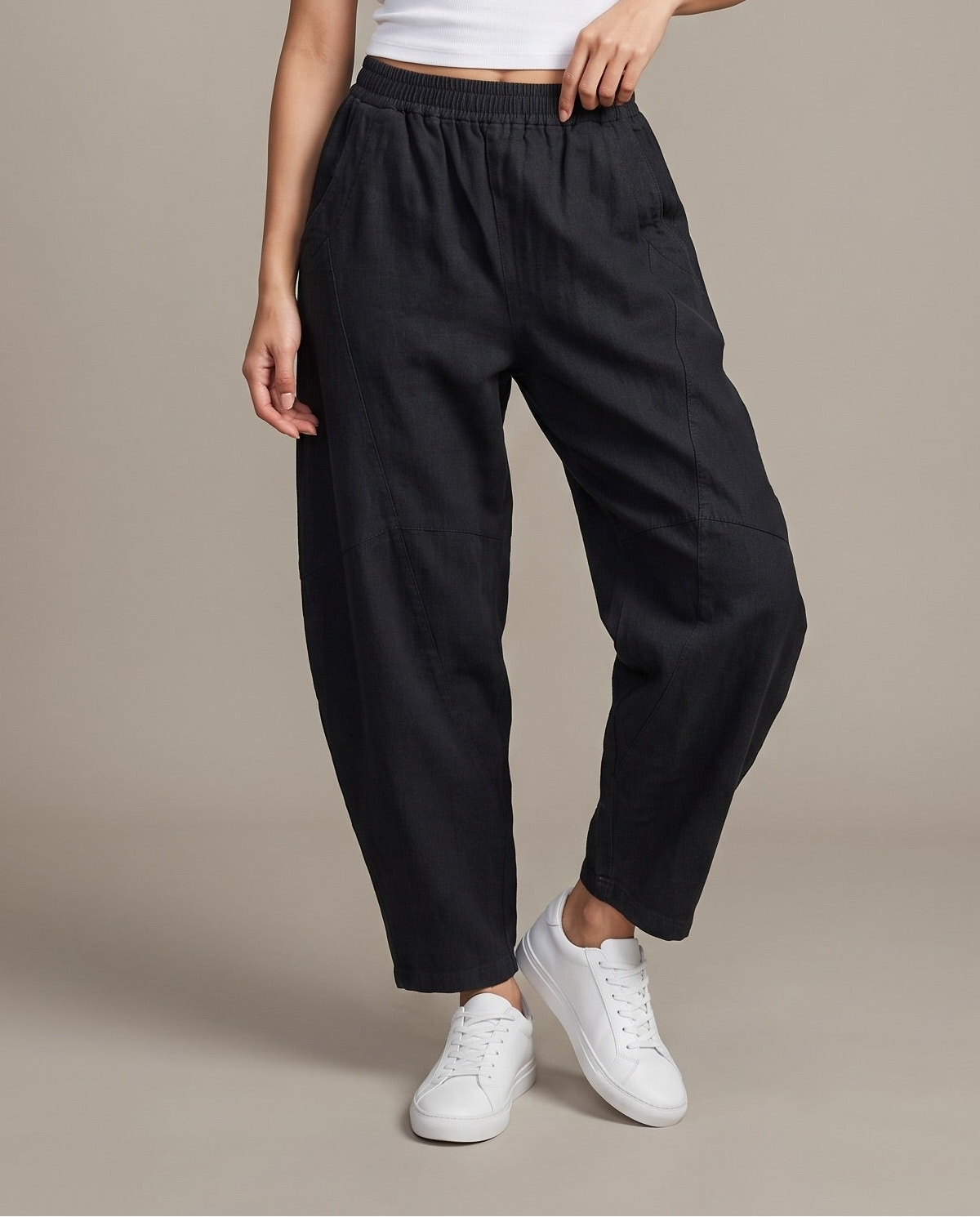 Black Sculpted Tapered Pants