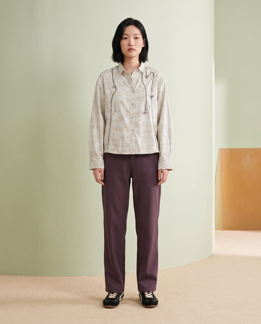 Floral Jacquard Shirt with Braided Cording