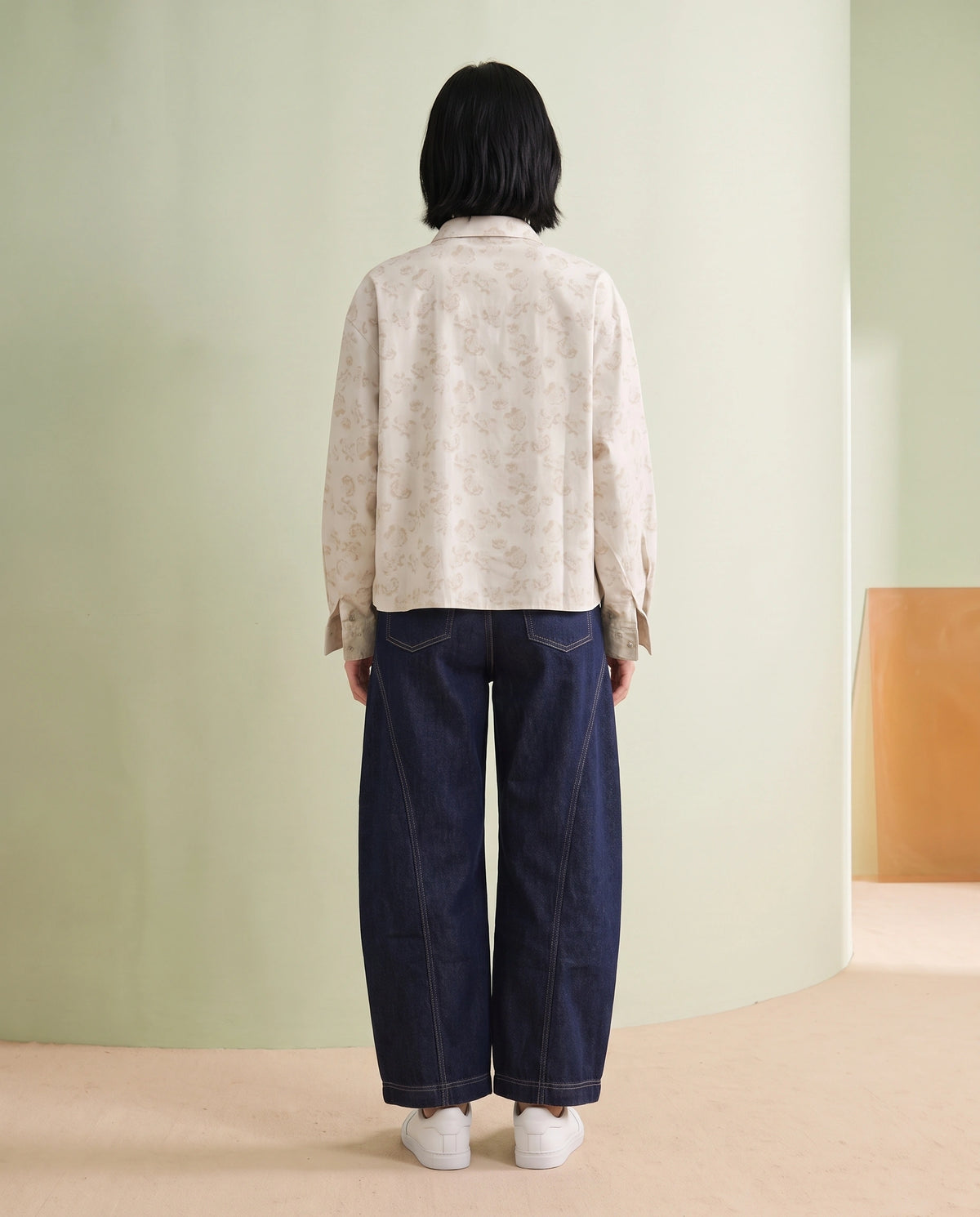 Floral Jacquard Shirt with Braided Cording