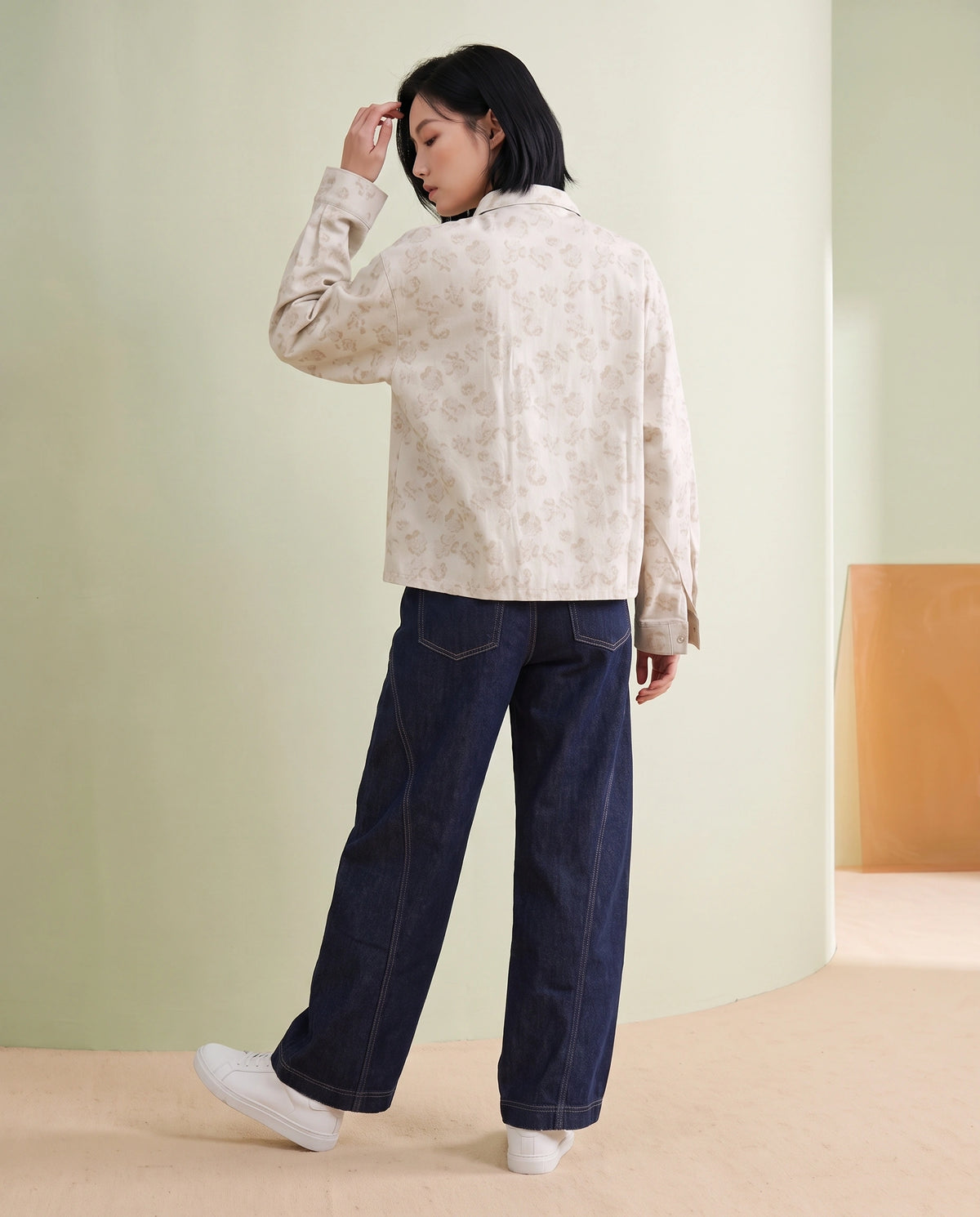 Floral Jacquard Shirt with Braided Cording