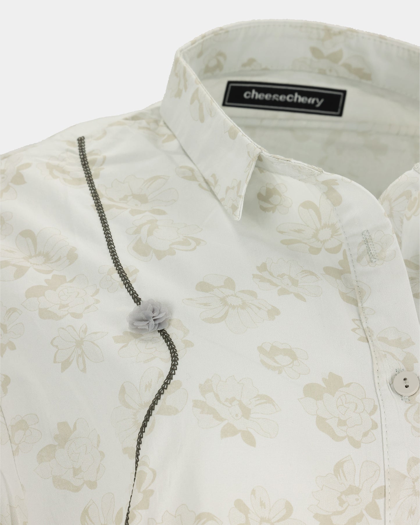 Floral Jacquard Shirt with Braided Cording