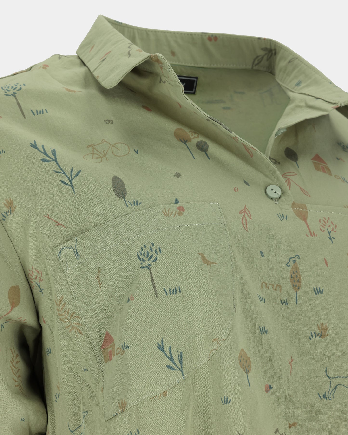 Whimsical Botanical Print Asymmetrical Shirt