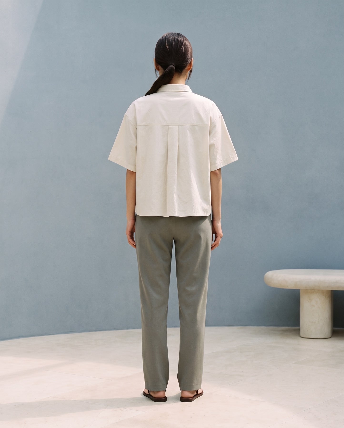 Warm Sand Rosette Appliqué Boxy Shirt