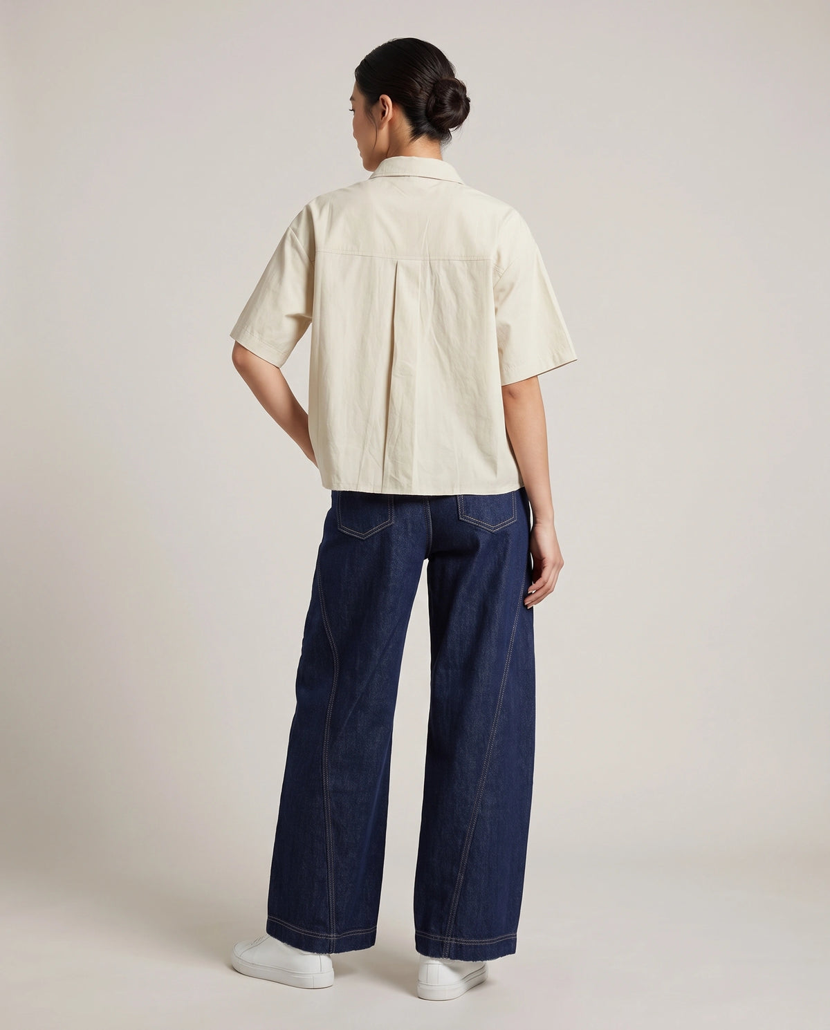 Warm Sand Rosette Appliqué Boxy Shirt
