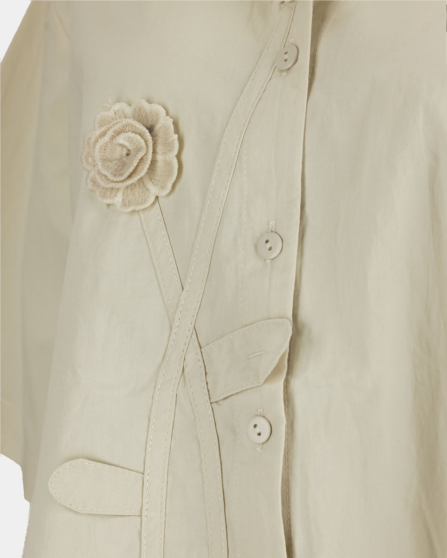Warm Sand Rosette Appliqué Boxy Shirt