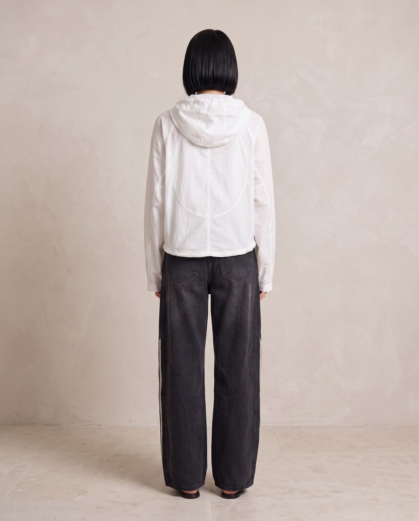 White Hooded Zip Lightweight Jacket