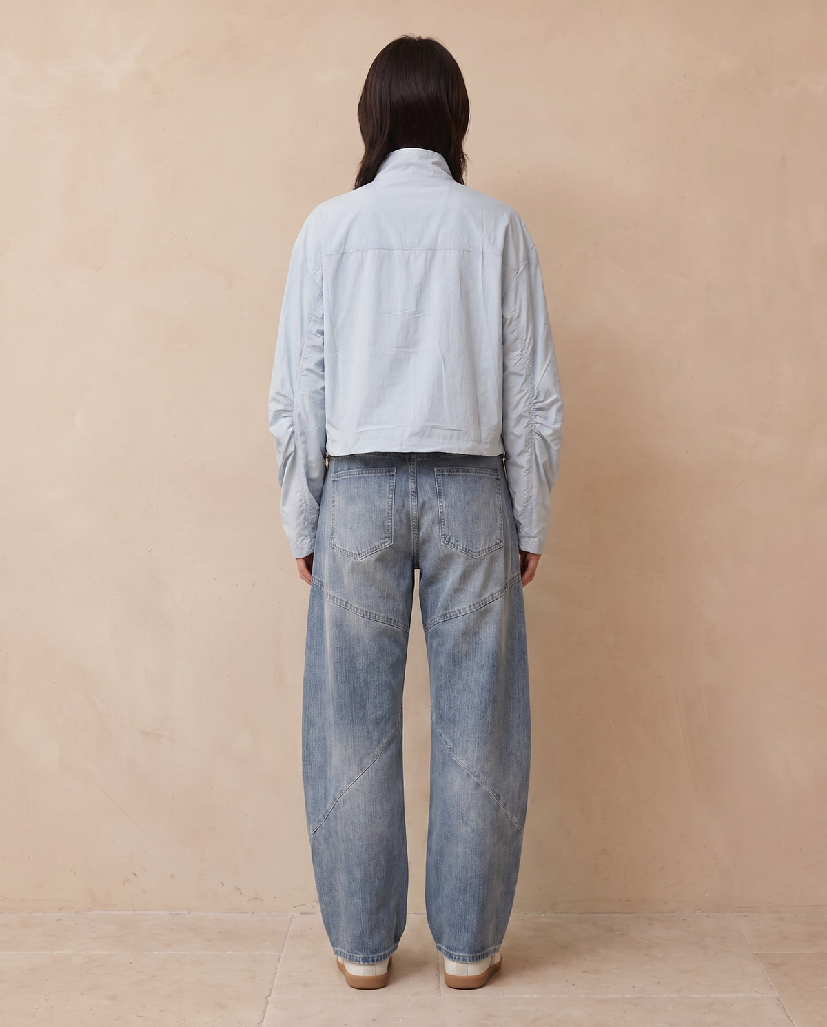 Light Blue Cropped Utility Zip Jacket