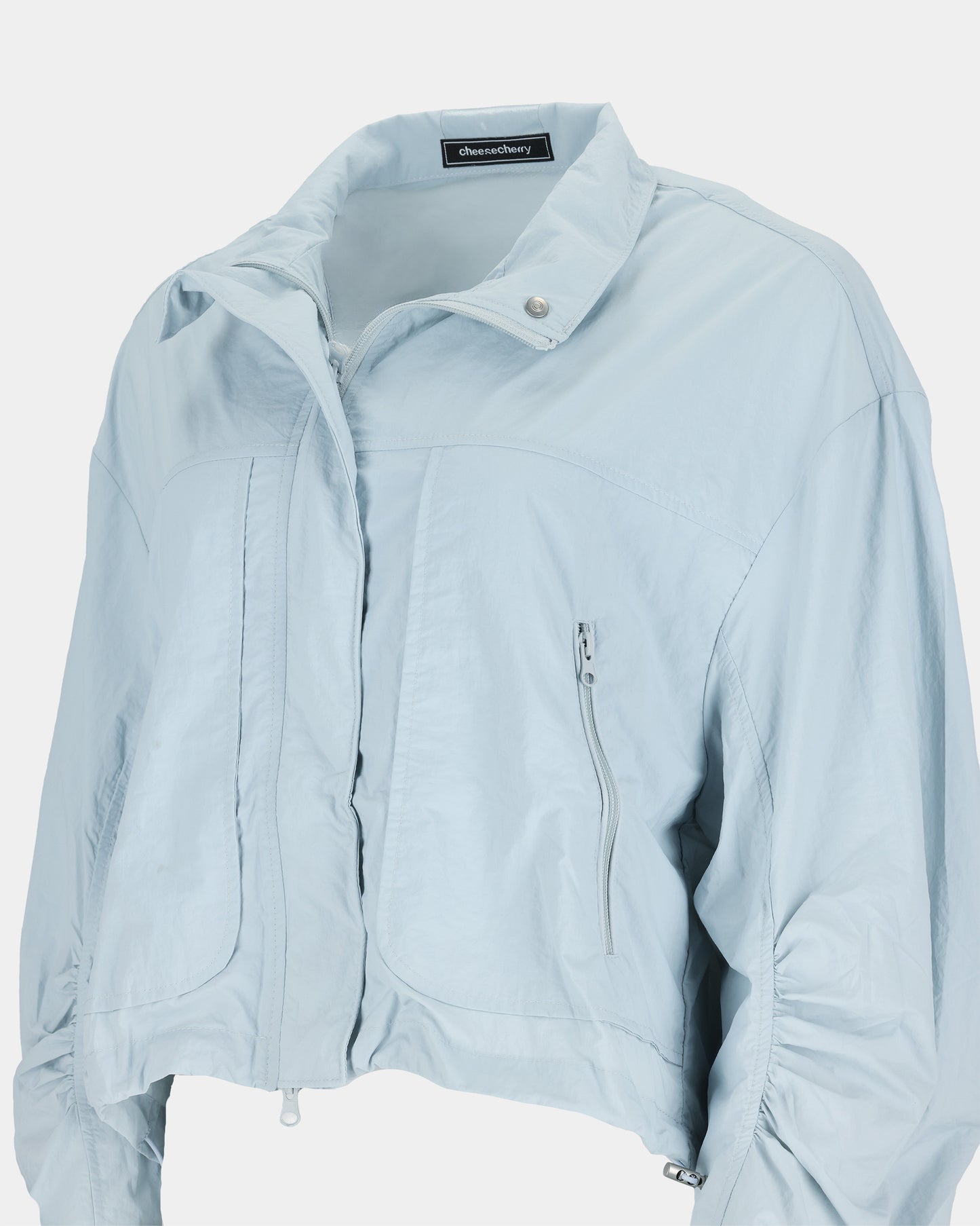Light Blue Cropped Utility Zip Jacket