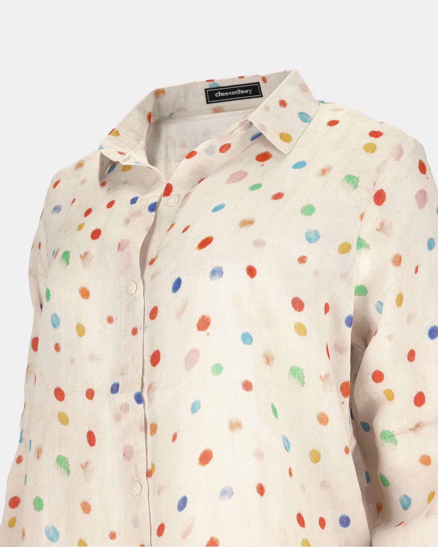 Multicolour Dot Print Ramie Shirt