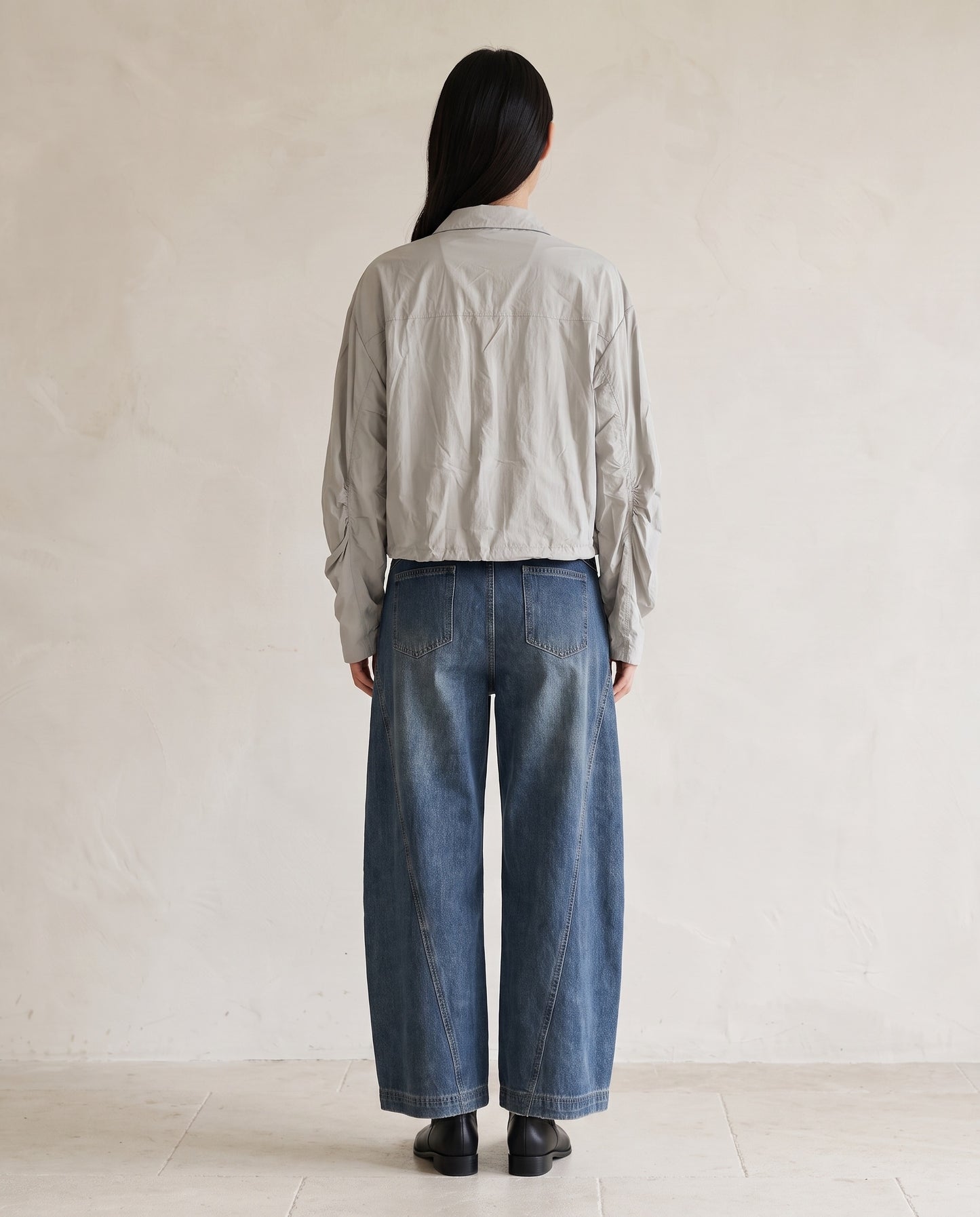 Grey Cropped Utility Zip Jacket