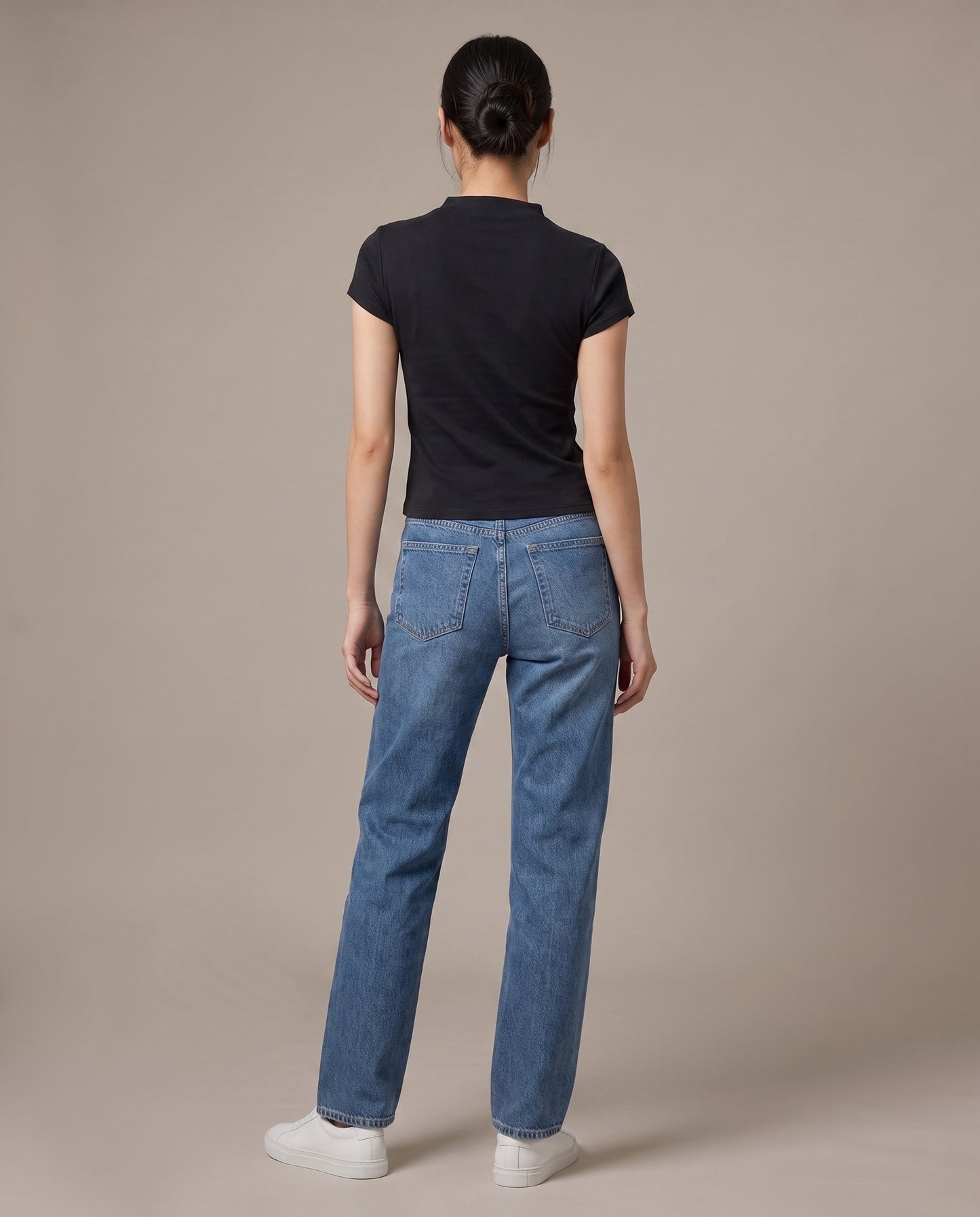 Mock-Neck T-Shirt - Black