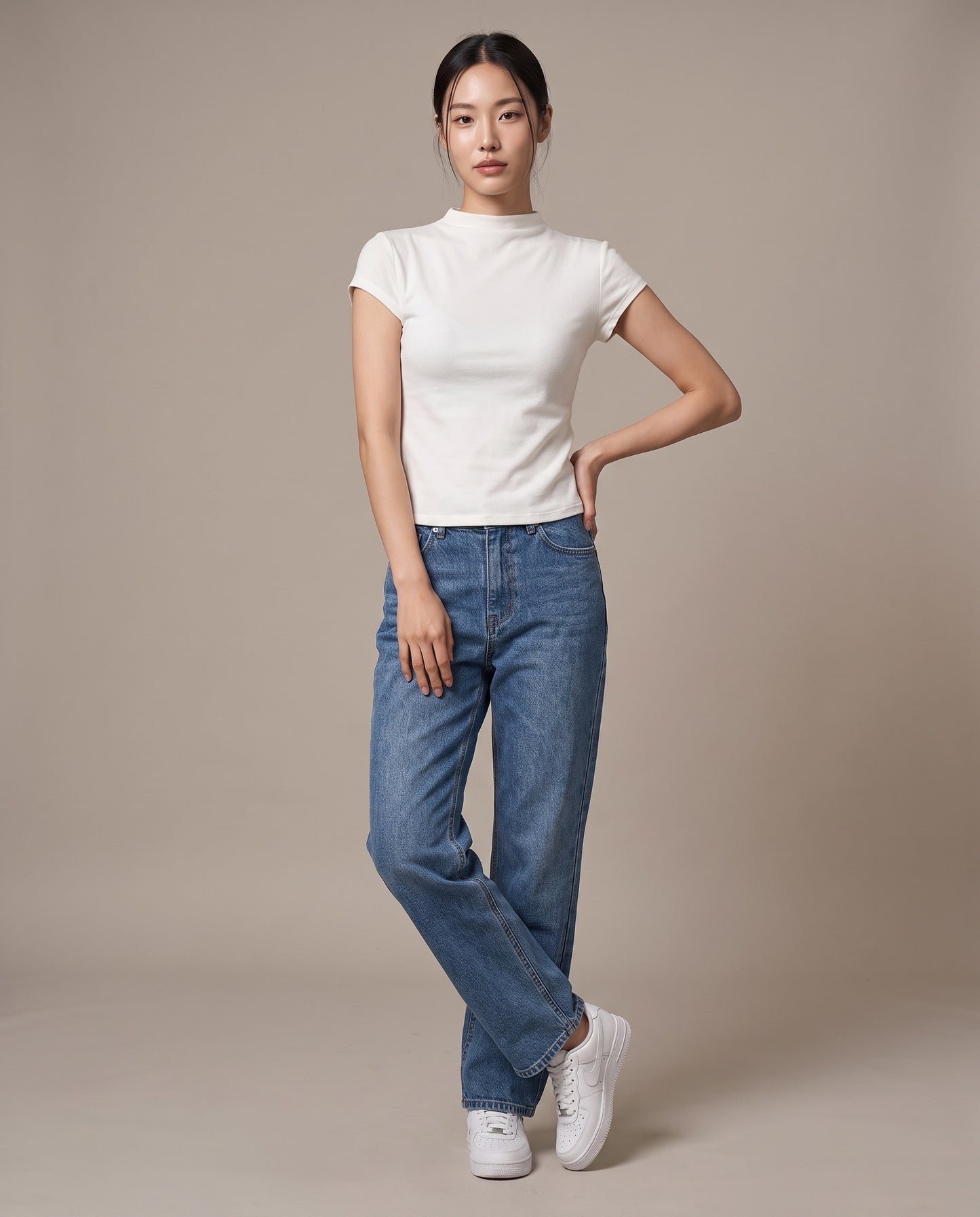 Mock-Neck T-Shirt - White