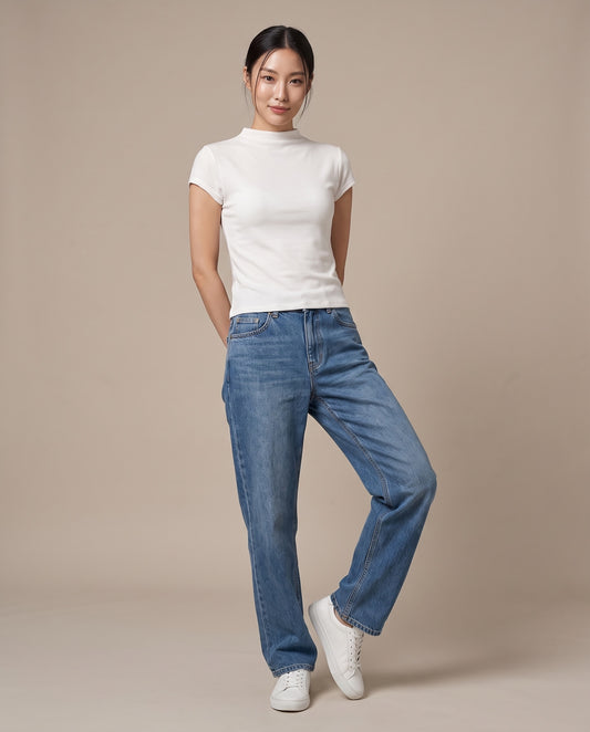 Mock-Neck T-Shirt - White