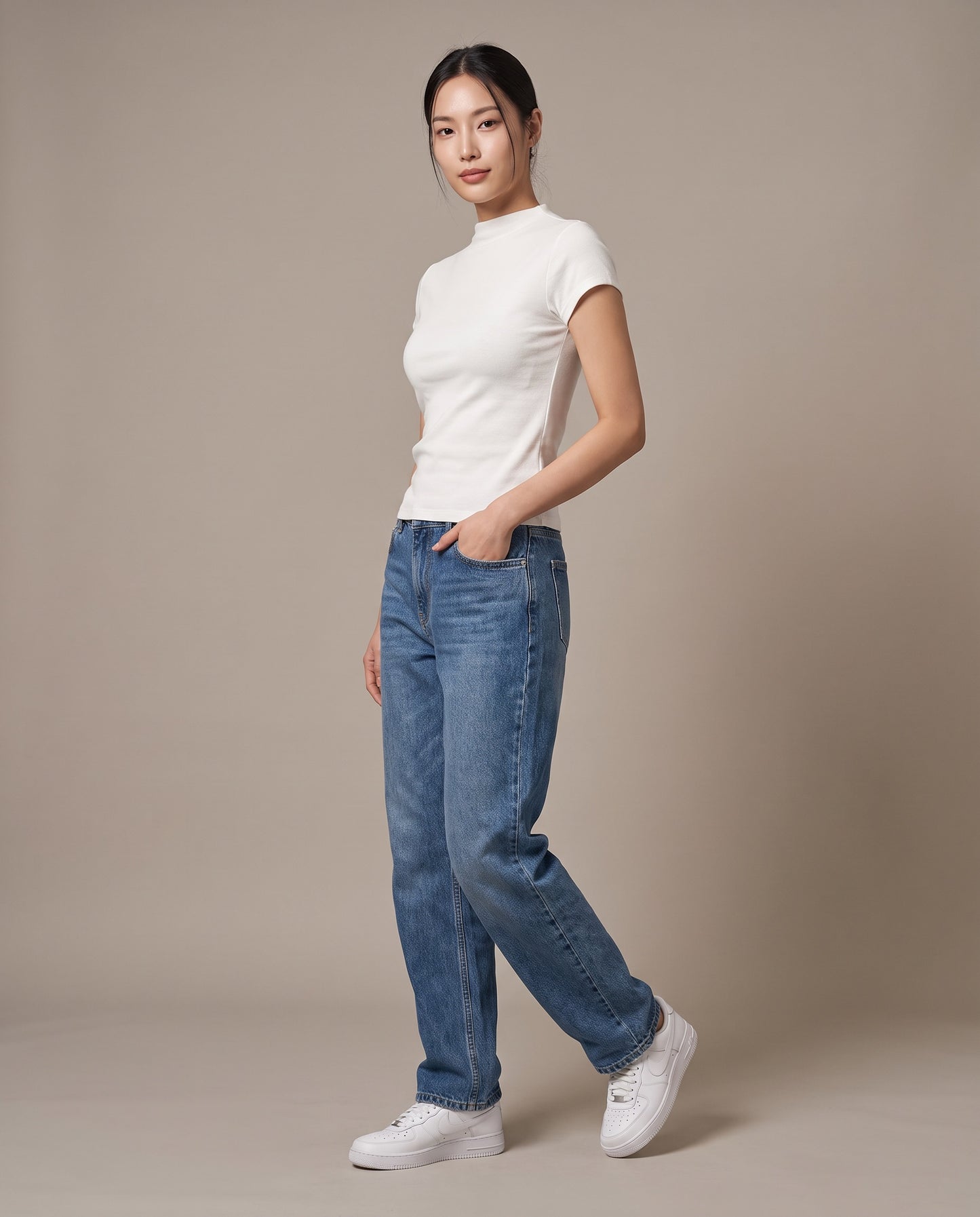 Mock-Neck T-Shirt - White