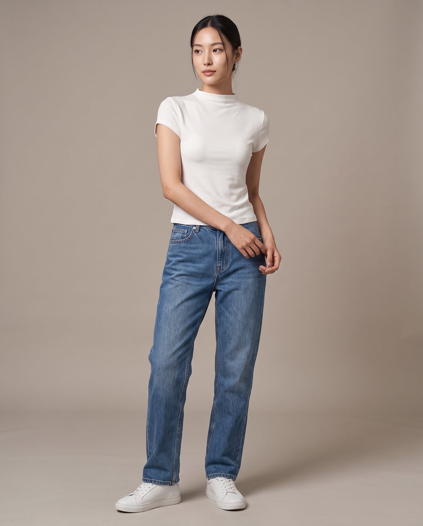 Mock-Neck T-Shirt - White