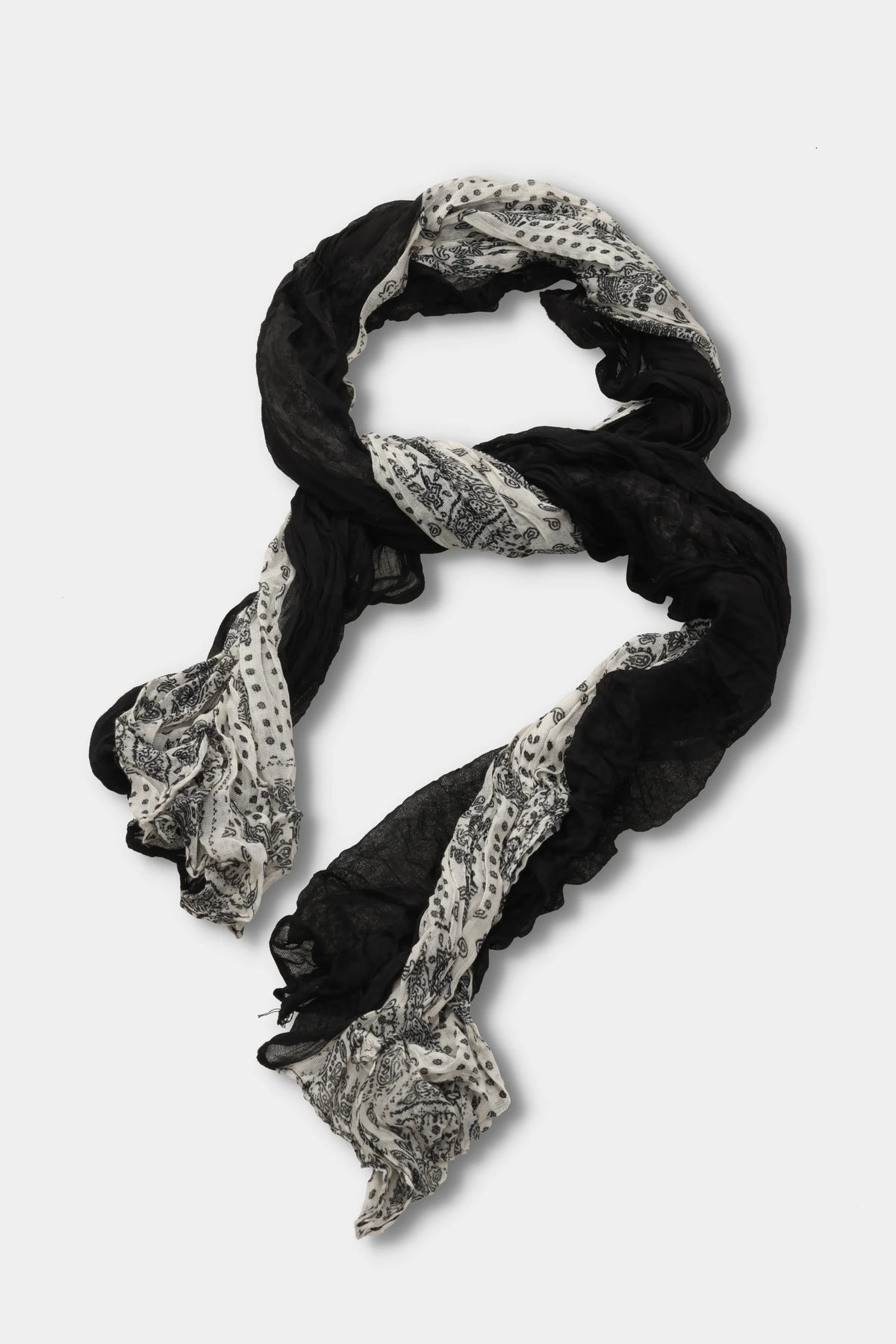 Monochrome Paisley Crinkle Scarf