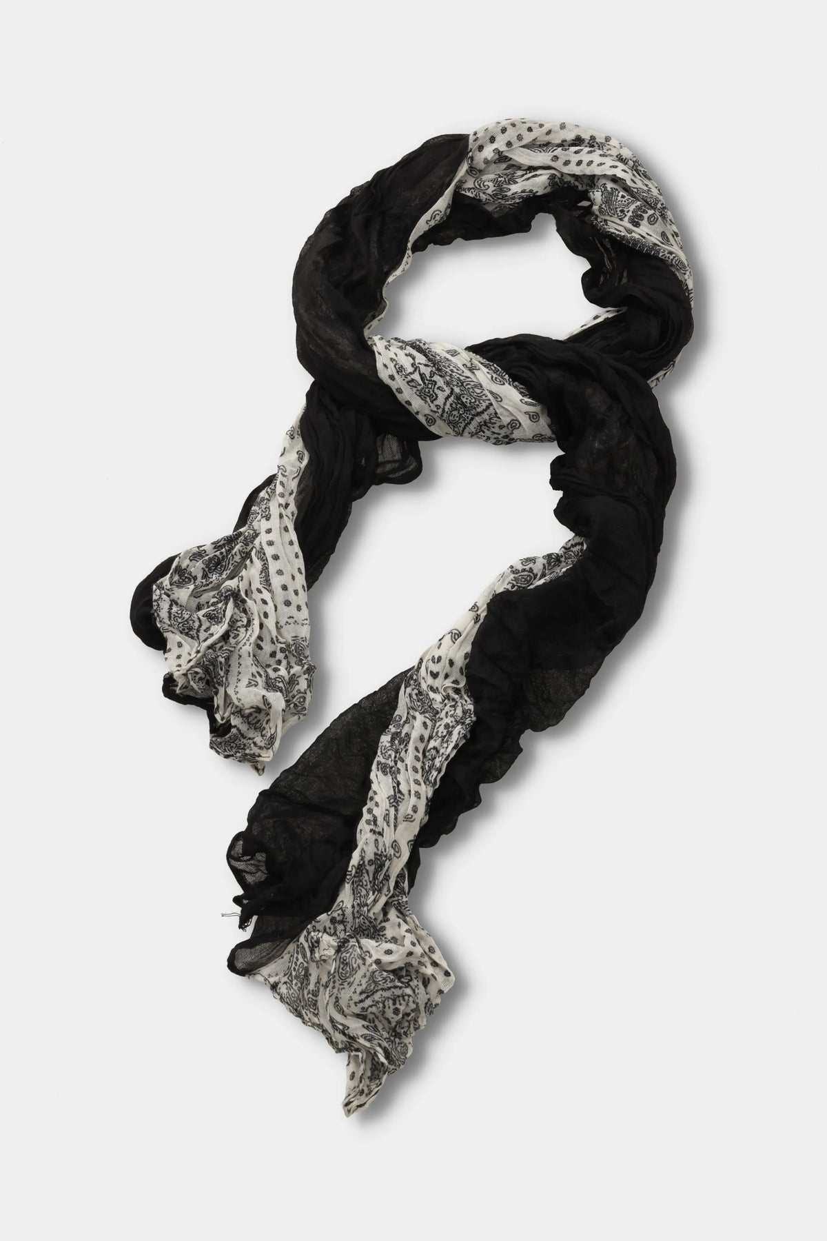 Monochrome Paisley Crinkle Scarf