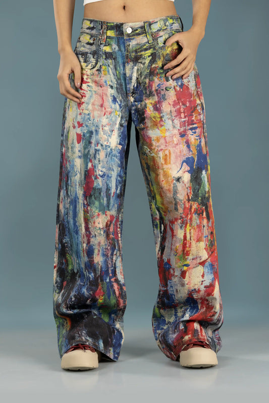 Abstract Canvas Wide Pants