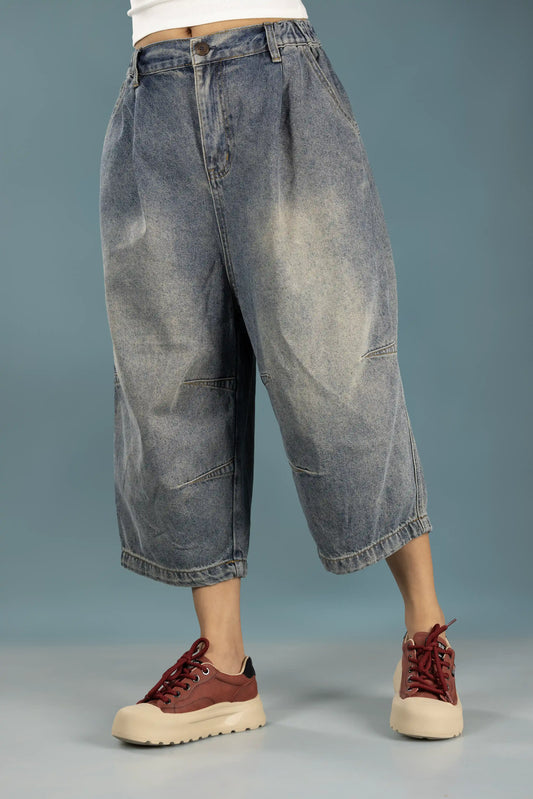 Cropped Balloon Jeans