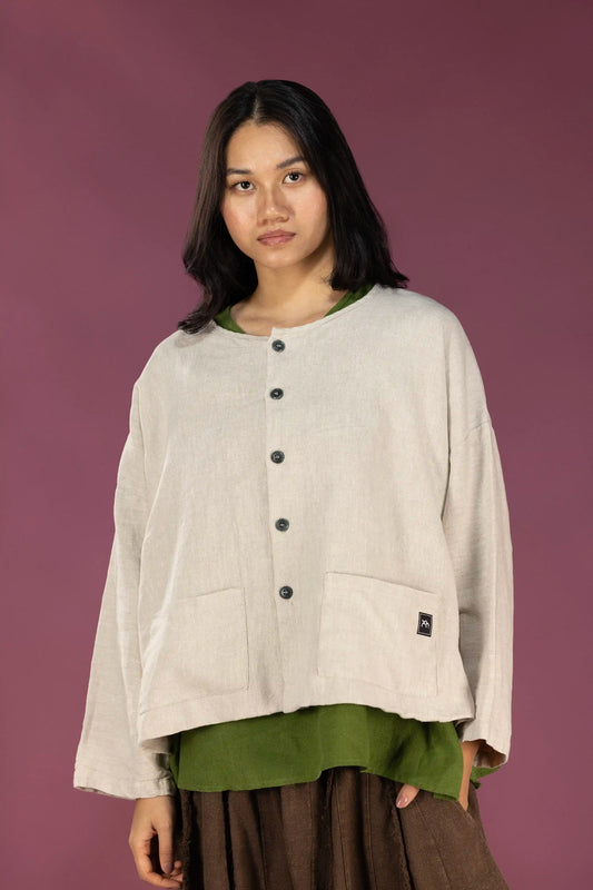 Stonewashed Linen Jacket (Oat & Blush)