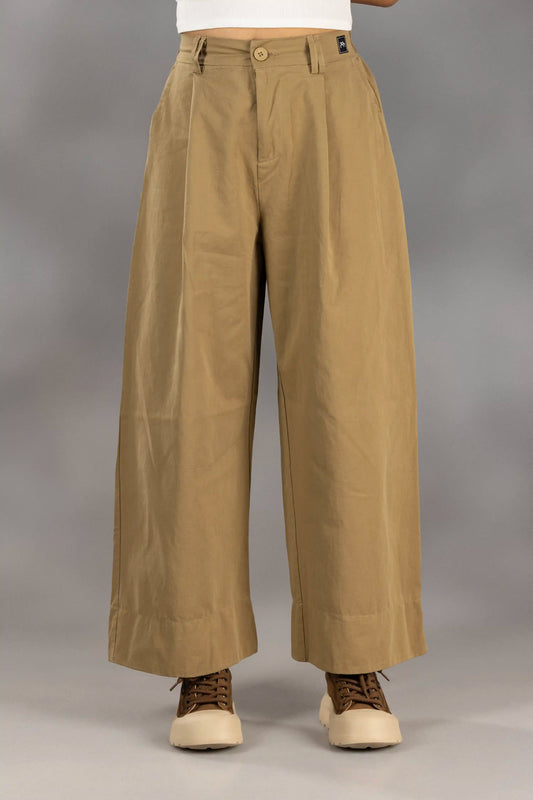 Field Pleat Wide-Leg Pants