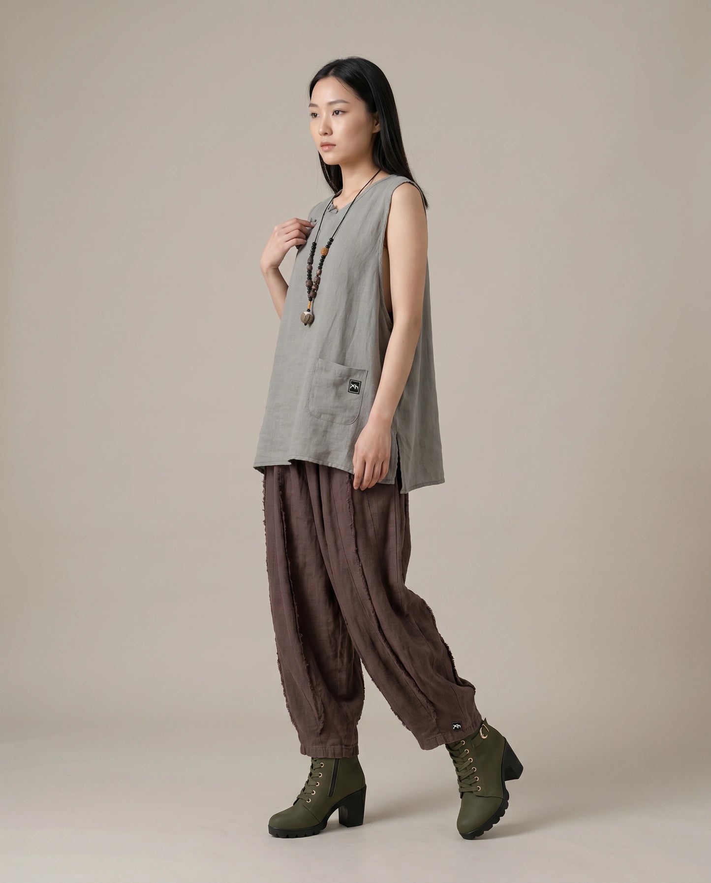 Stonewashed Linen Vest (Fog Grey)