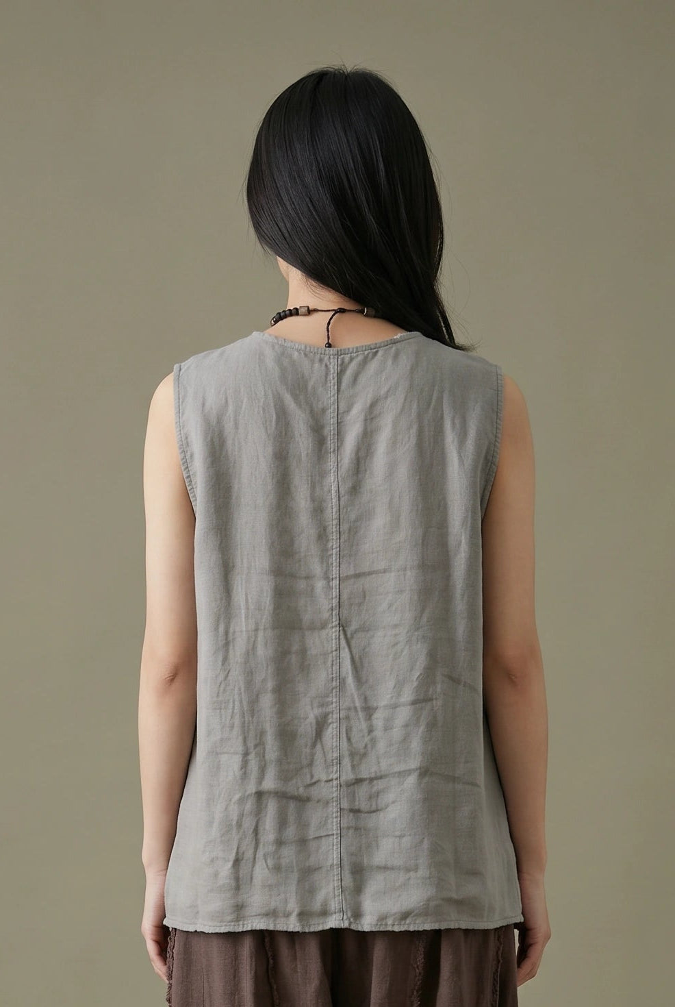 Stonewashed Linen Vest (Fog Grey)