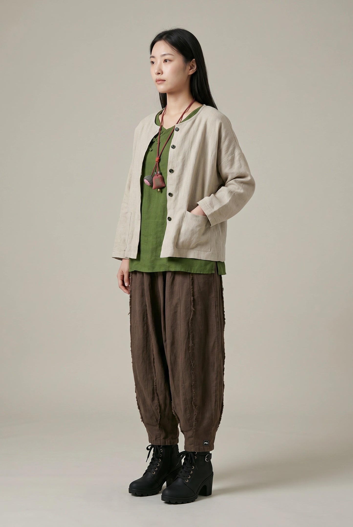 Stonewashed Linen Jacket (Oat & Blush)