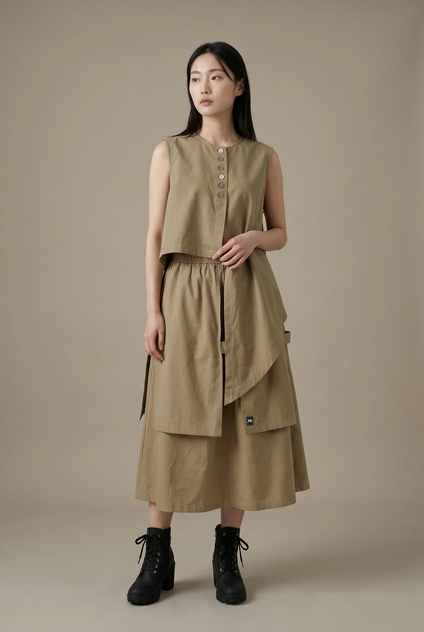 Veil Panel Midi Skirt