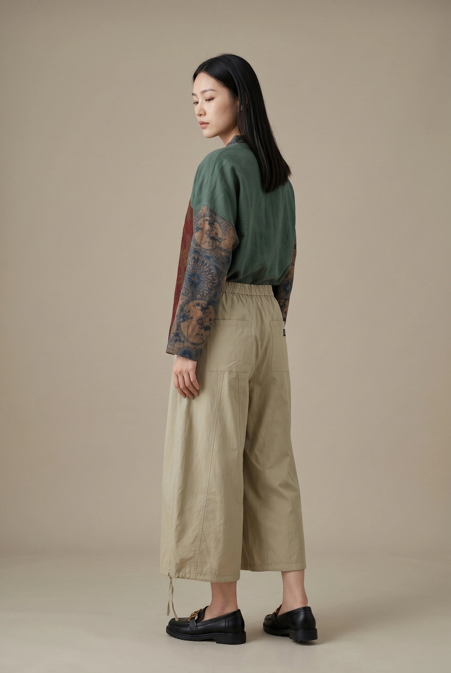 Linen Patchwork Frog Jacket (Padded)