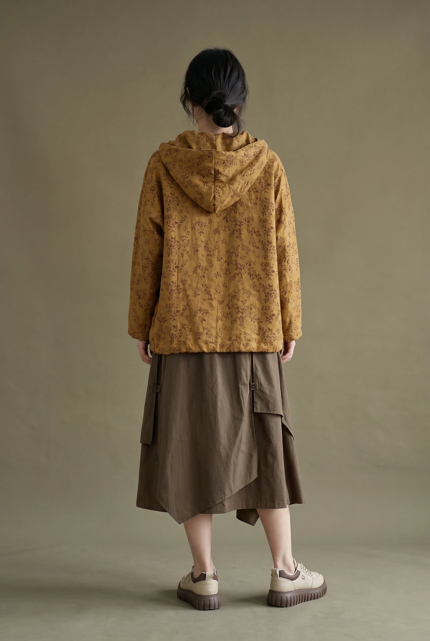 Layered Earth Cotton Midi Skirt