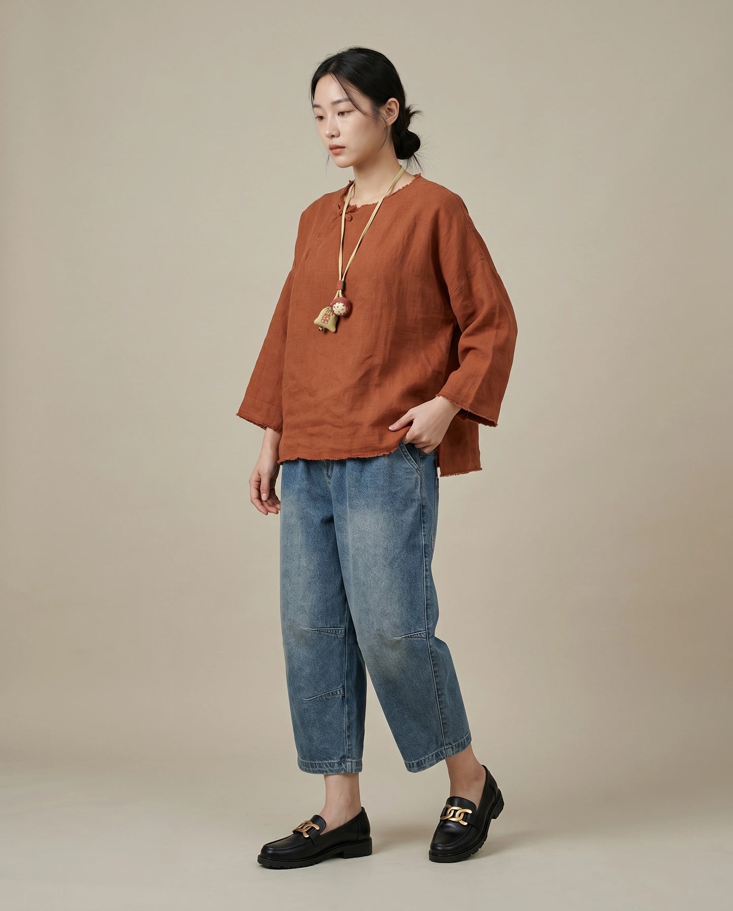 Cropped Balloon Jeans