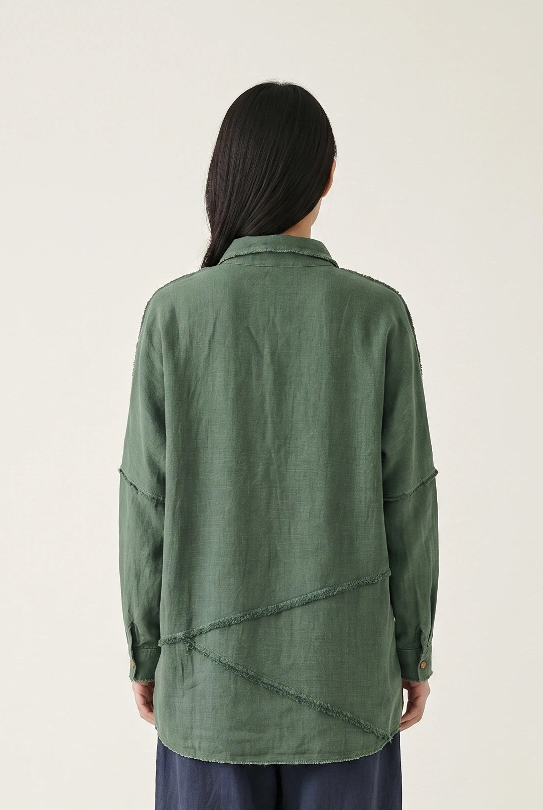 Sand-Fried Linen Overshirt - Green