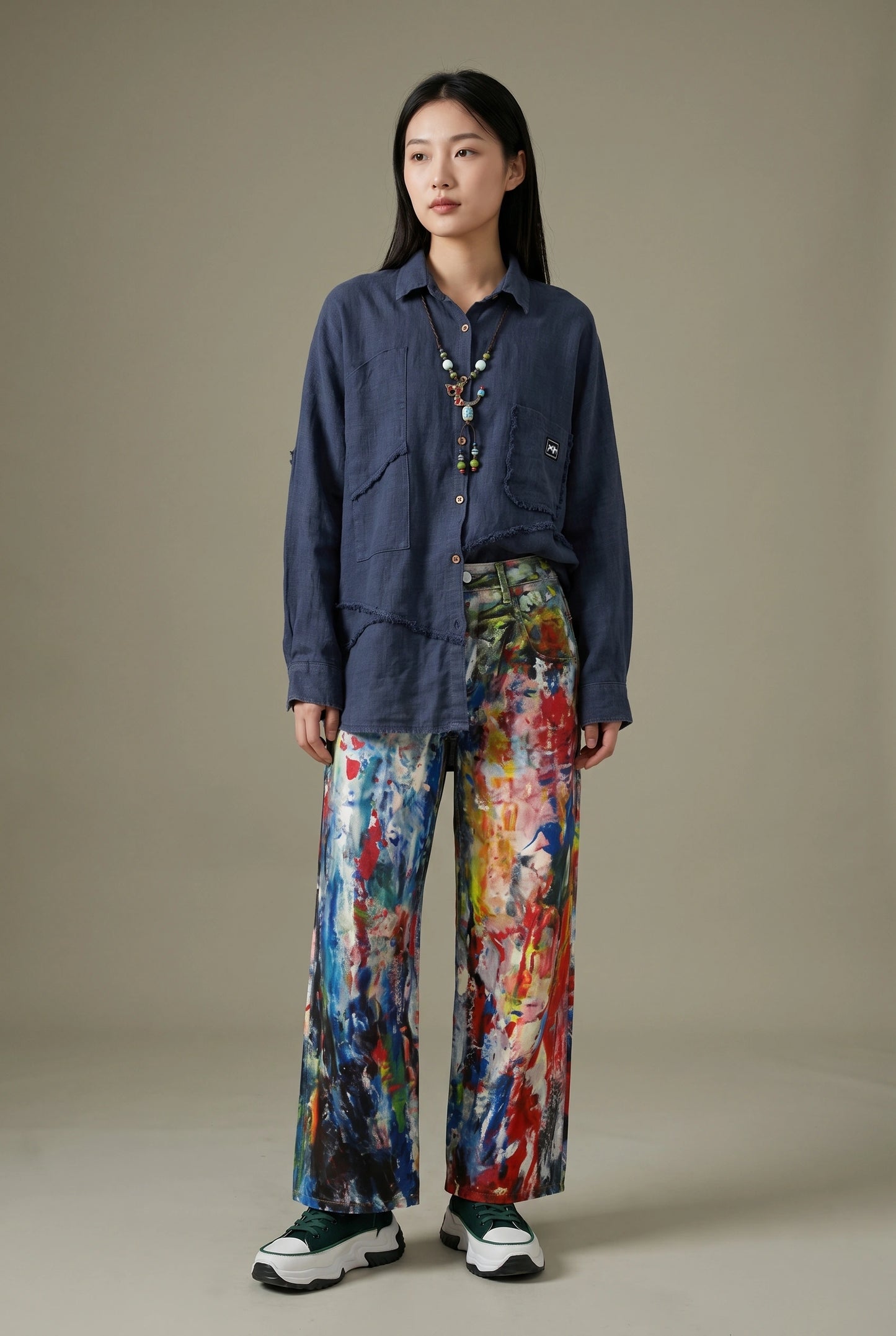 Abstract Canvas Wide Pants