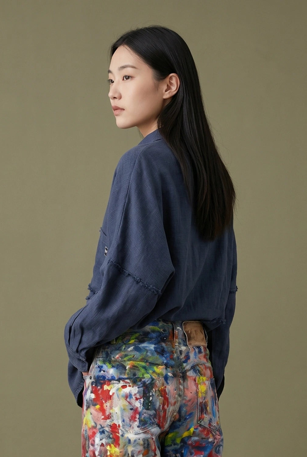 Sand-Fried Linen Overshirt - Blue