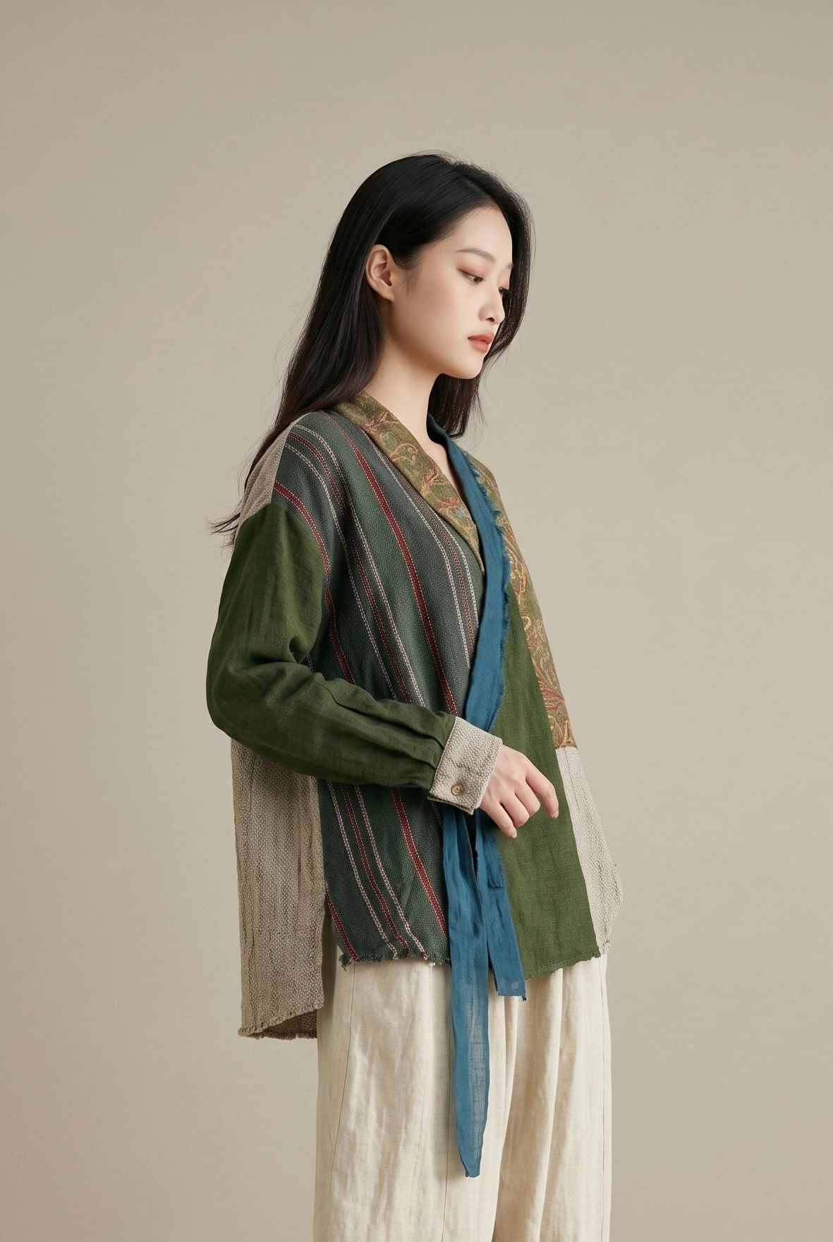 Patchwork Cotton-Linen Jacket