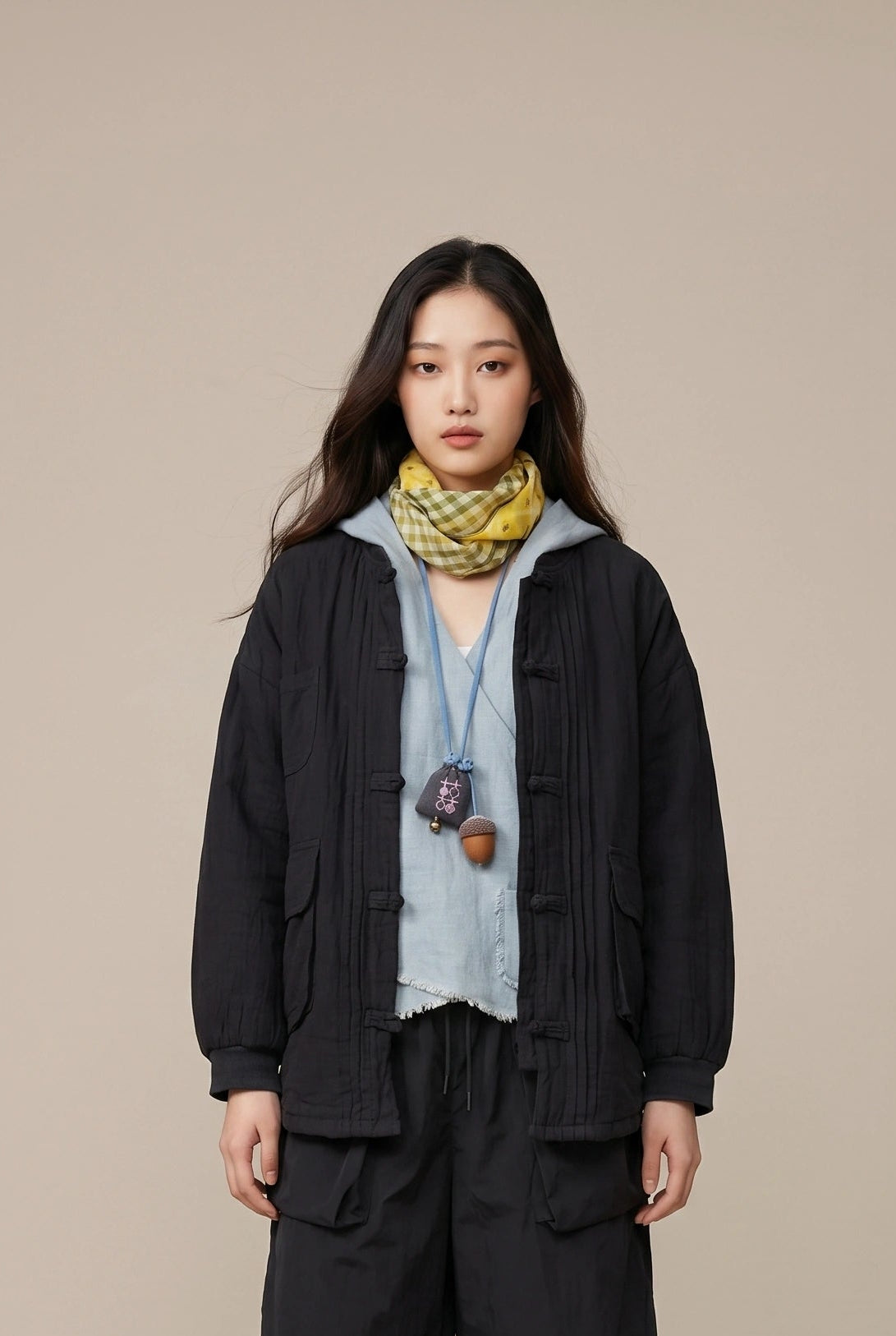 Wabi Quilted Frog-Button Jacket