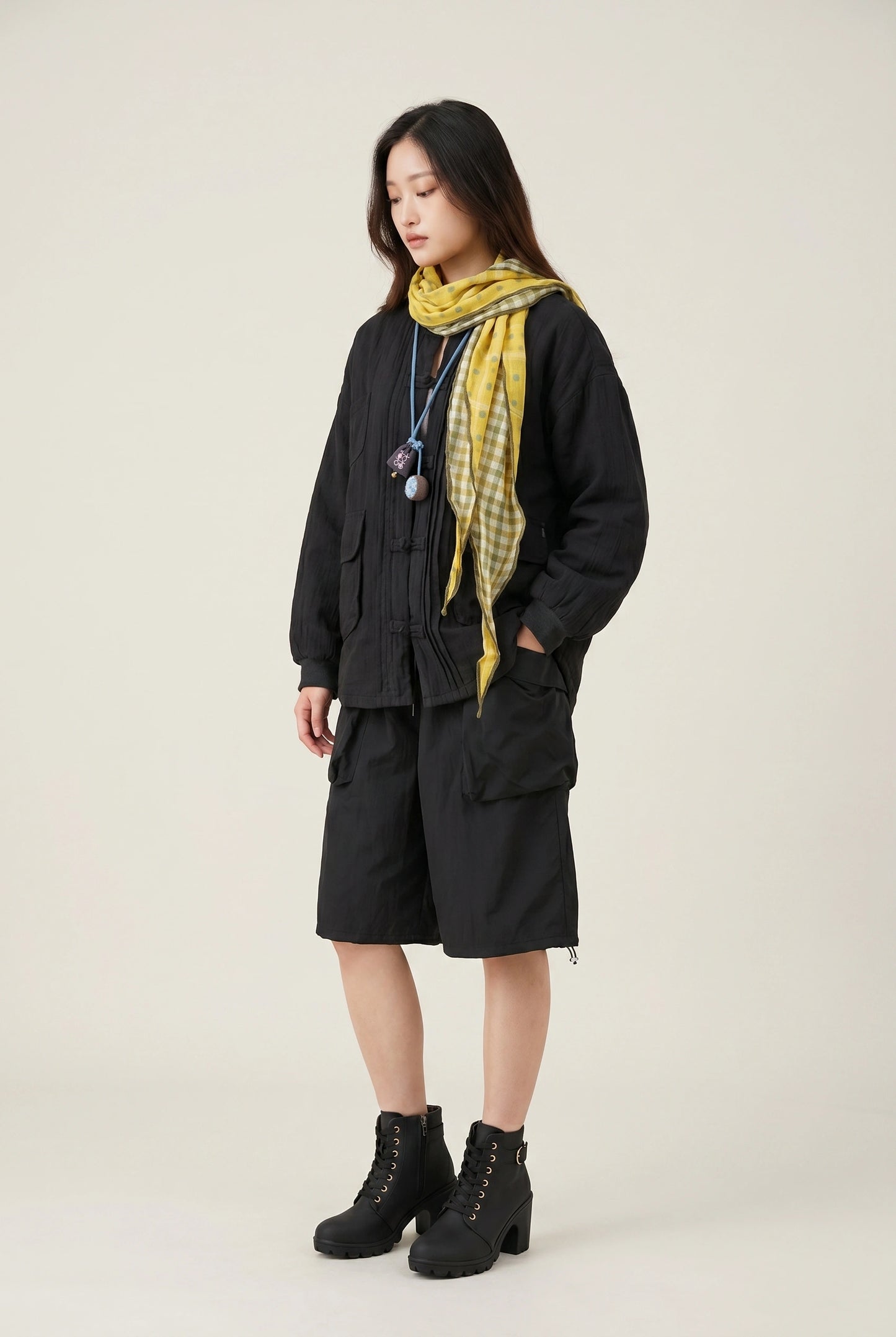 Wabi Quilted Frog-Button Jacket