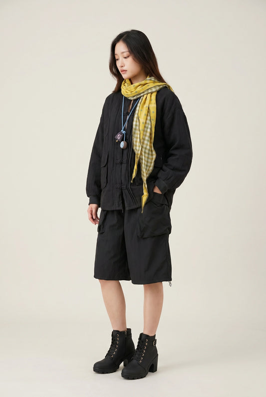 Wabi Quilted Frog-Button Jacket