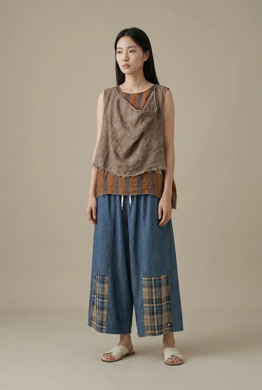 Earth Stripe Linen Top