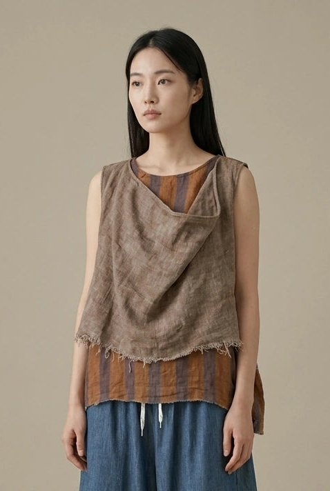 Earth Stripe Linen Top