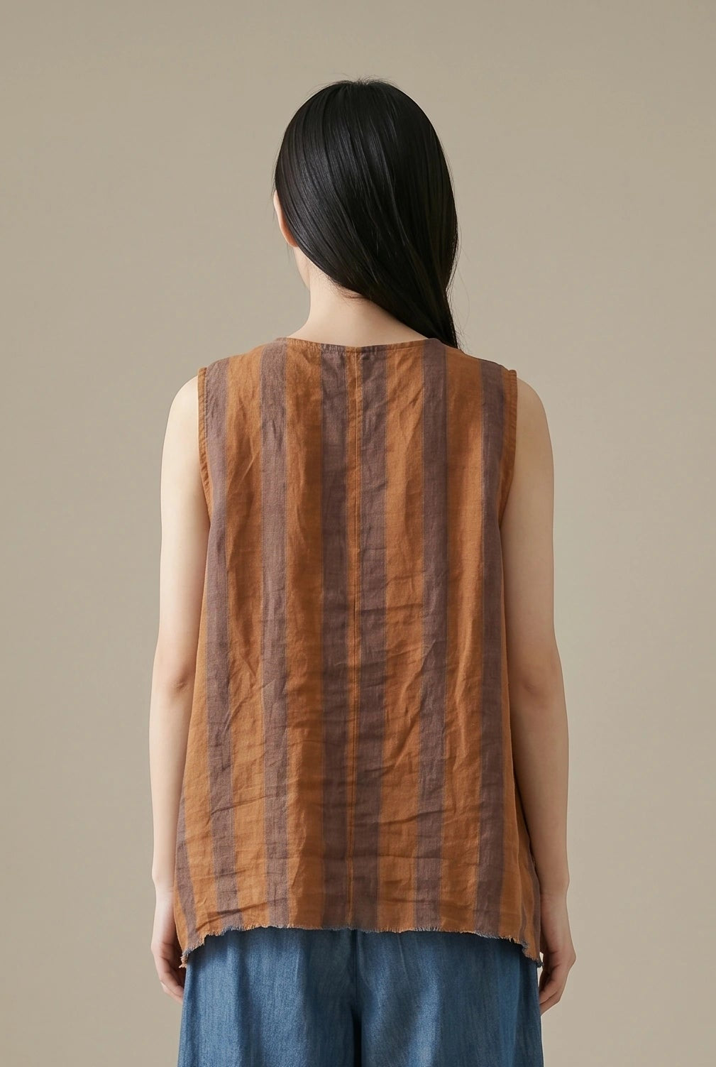 Earth Stripe Linen Top