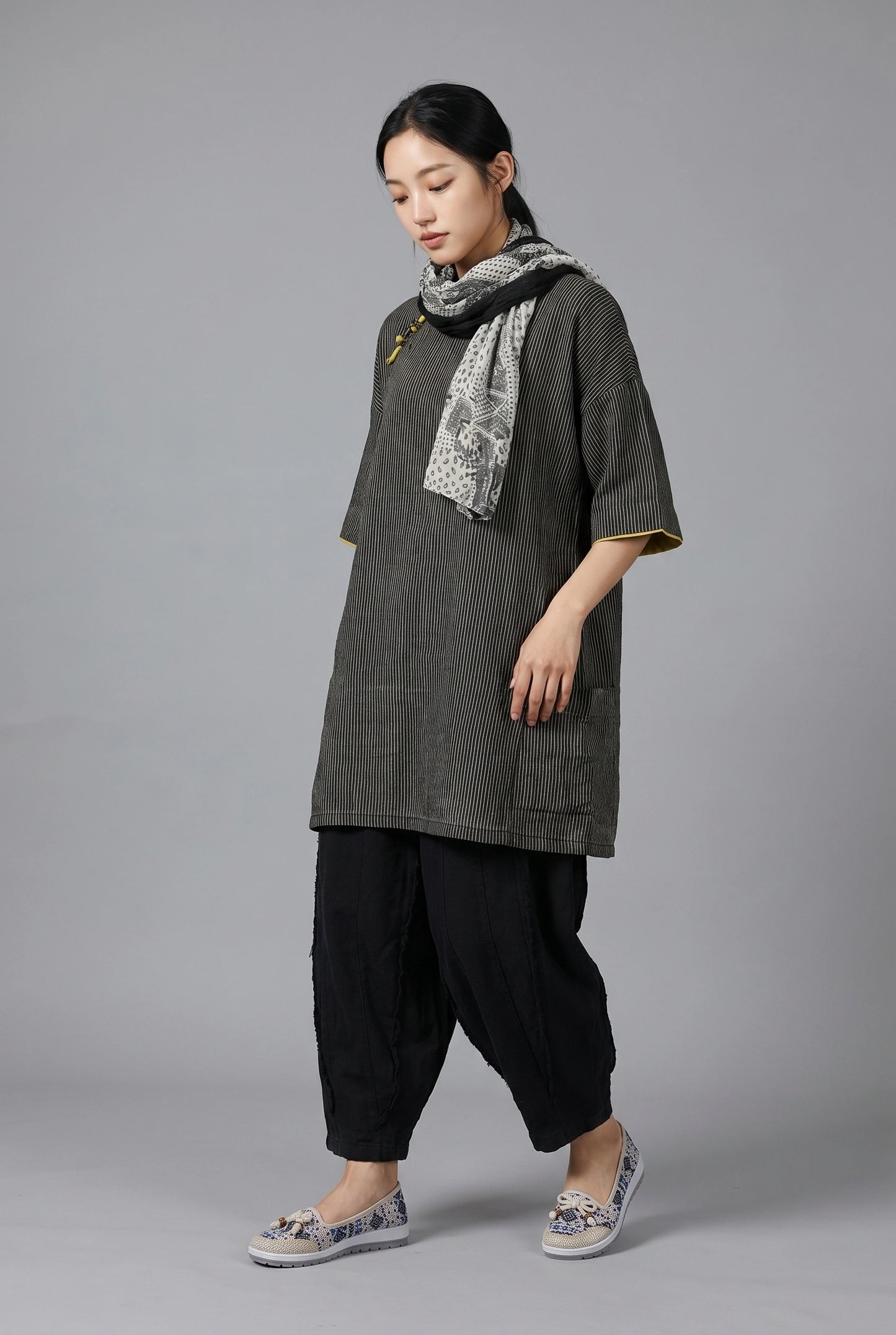 Black Linen Wide-Leg Pants