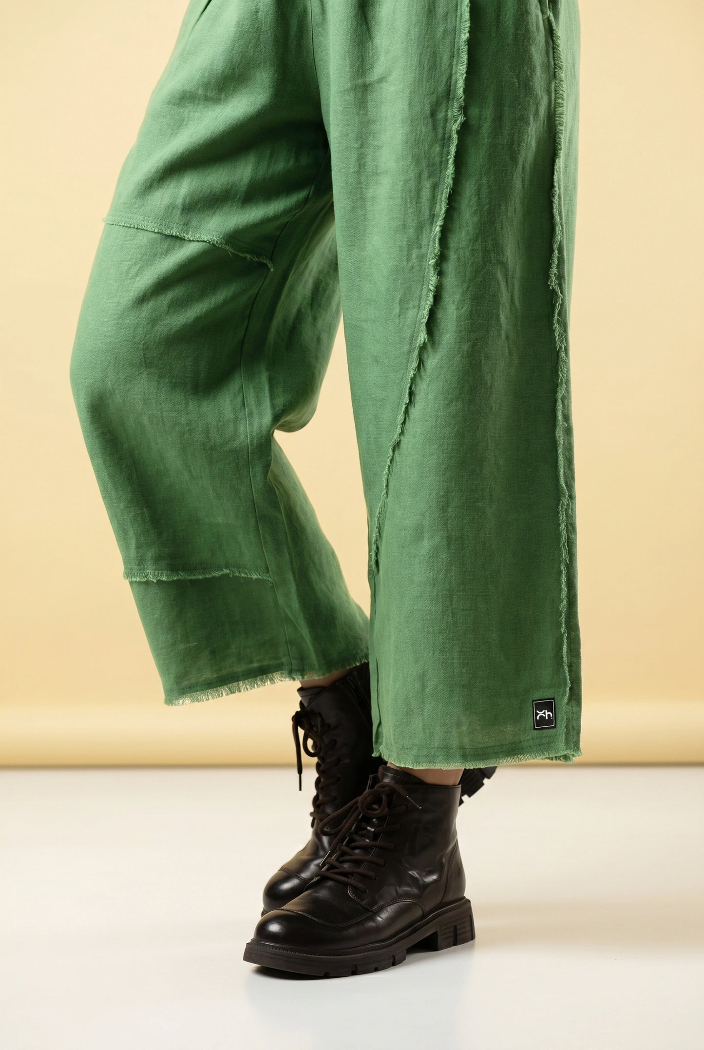 Quiet Stitch Linen Pants–Forest