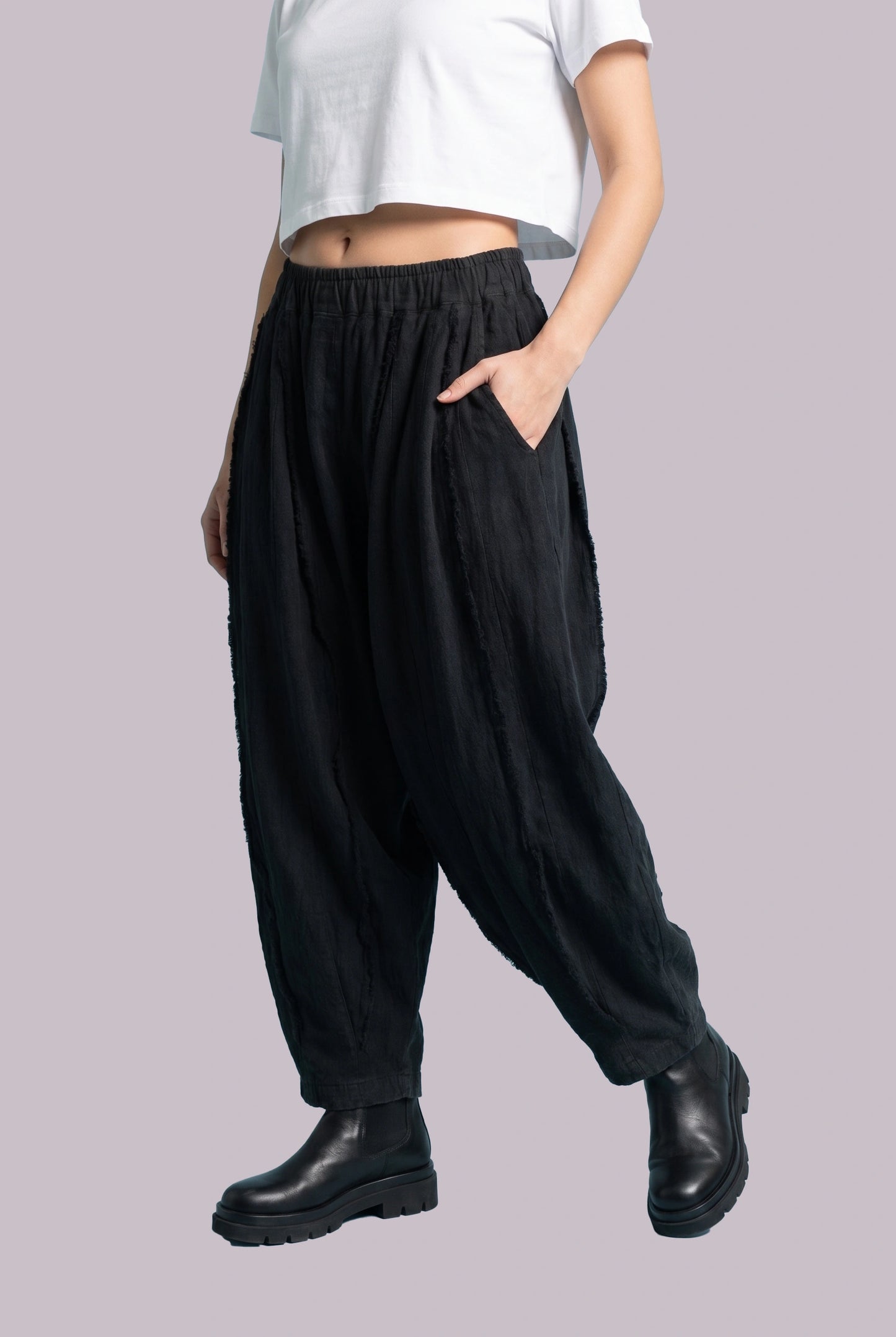 Black Linen Wide-Leg Pants