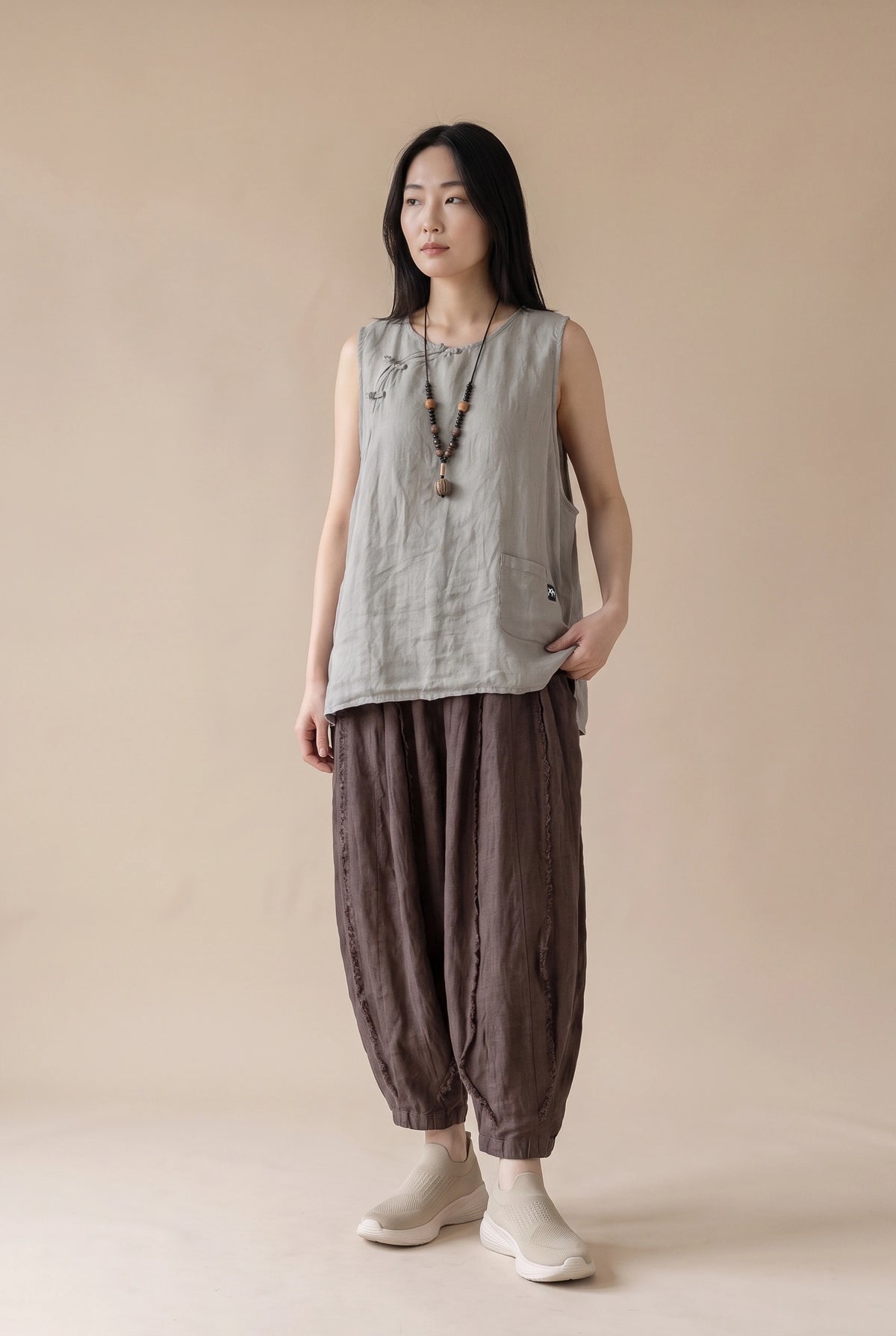 Stonewashed Linen Vest (Fog Grey)