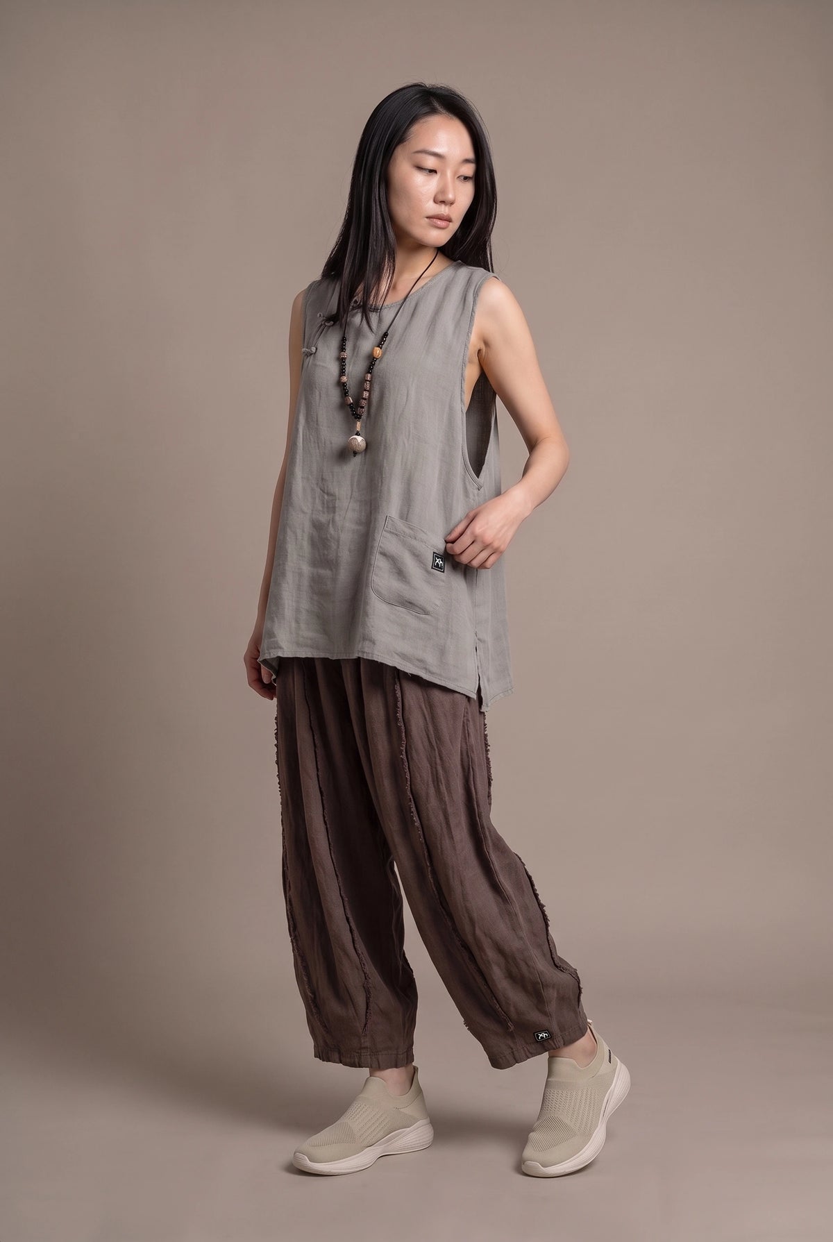 Stonewashed Linen Vest (Fog Grey)